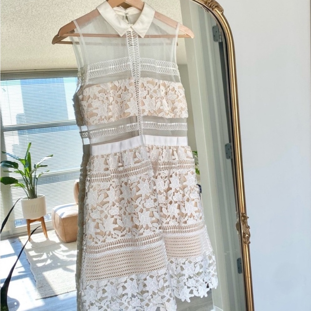 Self portrait Graciella paneled floral lace mesh mini dress size 2